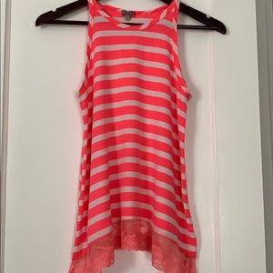 XL Poof! Girl pink Striped tank Top 12-14 VGUC